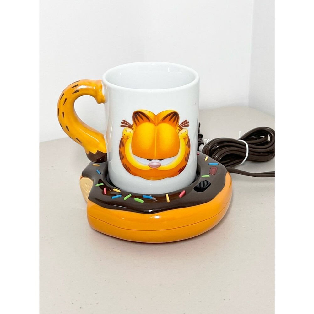 VTG Garfield Hot Spot Mug Warmer Set Cat Lover Coffee Mug New In Box